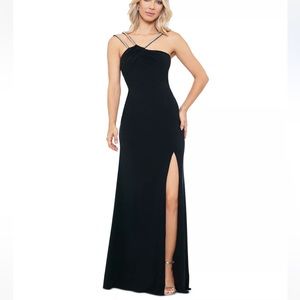 Aqua Bloomingdale’s Women's Asymmetric Rhinestone-Strap High-Slit Gown